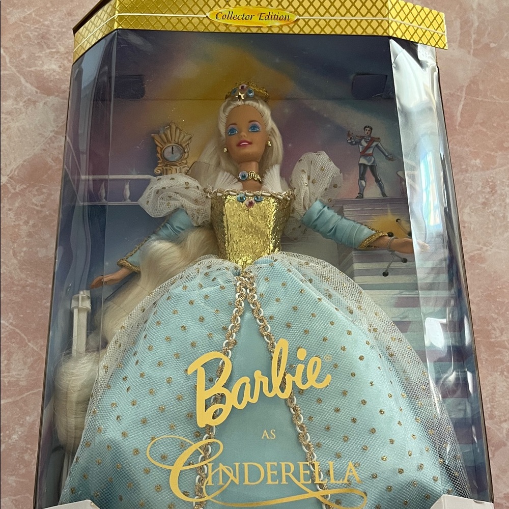 Barbie Cinderella Doll collectible in Blue and Gold Gown